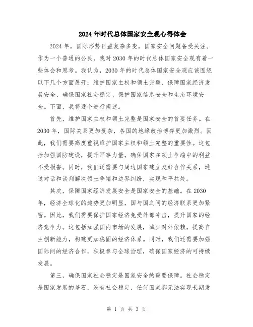 2024年时代总体国家安全观心得体会