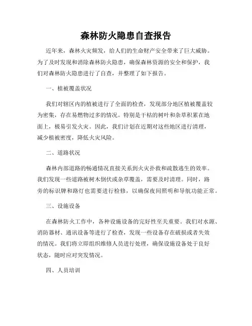 森林防火隐患自查报告