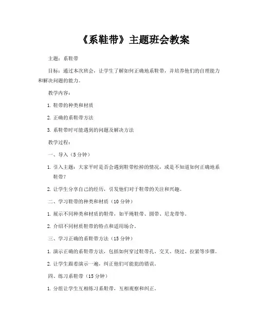 《系鞋带》主题班会教案