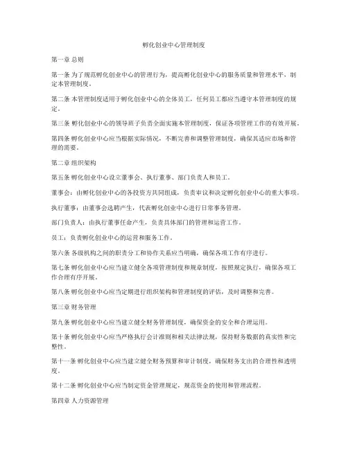 孵化创业中心管理制度