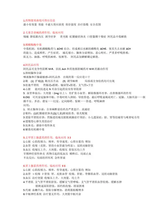 药理简答题 题库 南方医科