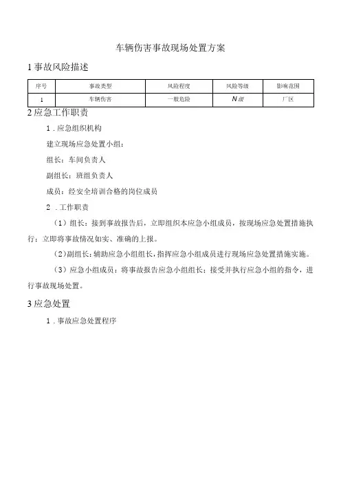 车辆伤害事故现场处置方案