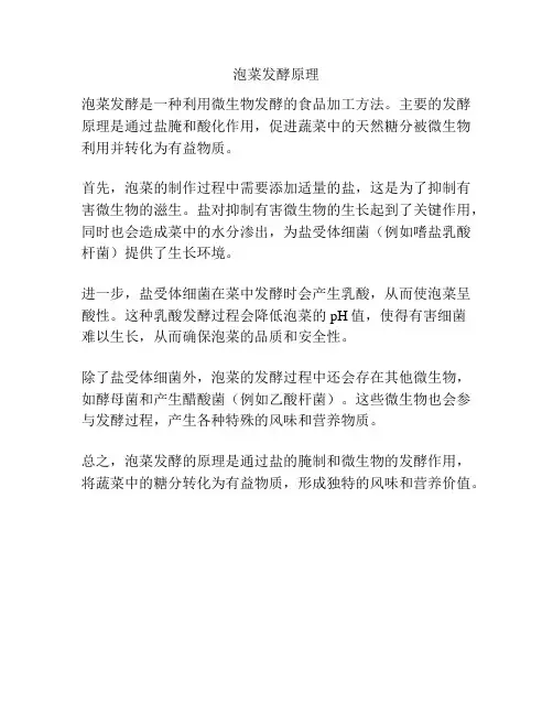 泡菜发酵原理