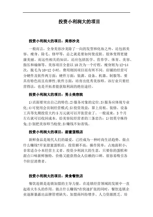 投资小利润大的项目