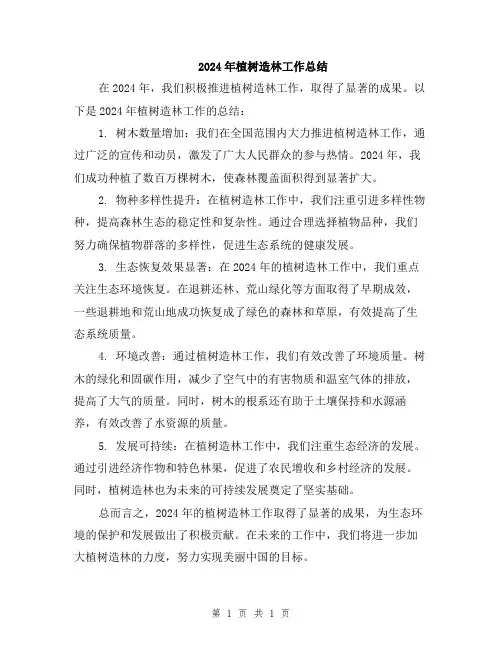 2024年植树造林工作总结