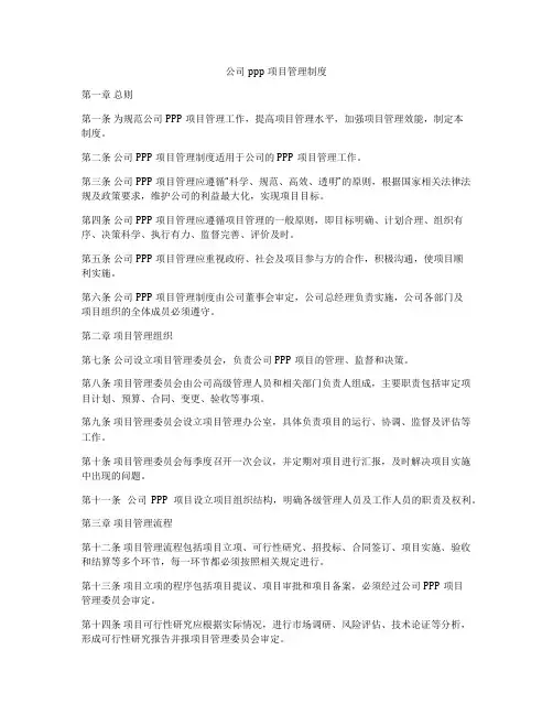 公司ppp项目管理制度