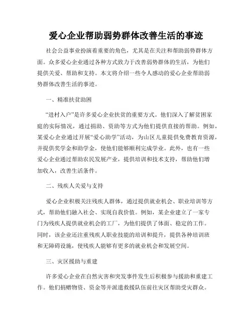 爱心企业帮助弱势群体改善生活的事迹