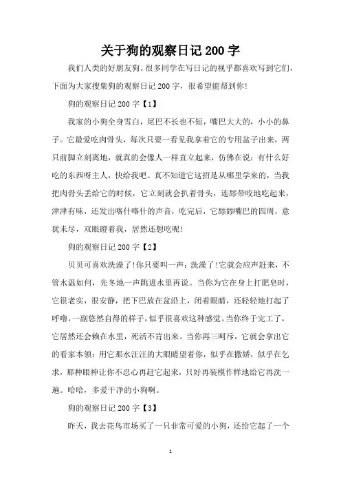 关于狗的观察日记200字(精编版)