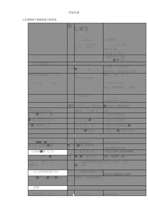 八年级物理下册配套练习册答案.pptx
