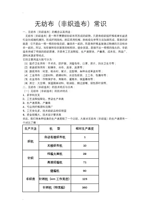 无纺布(非织造布)常识