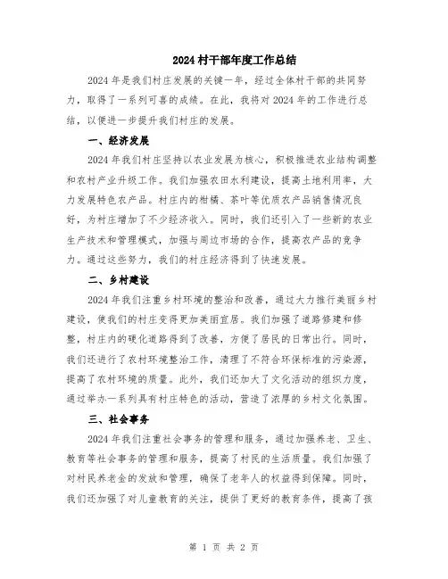 2024村干部年度工作总结
