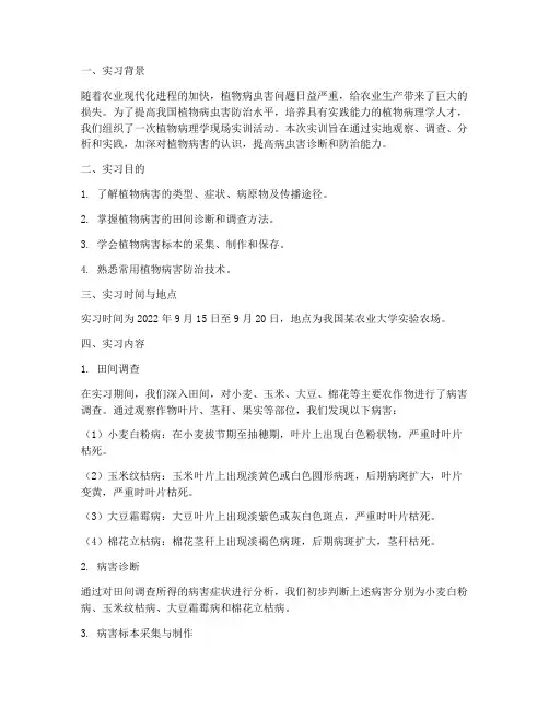 植物病理学现场实训报告