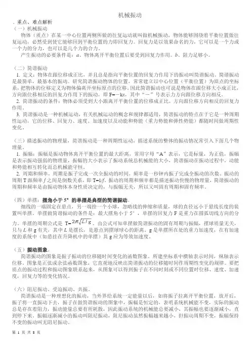 高中物理机械振动知识点汇总