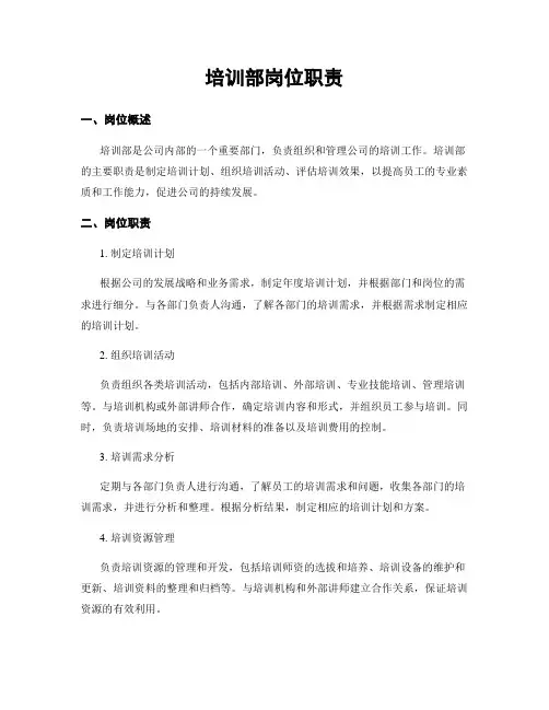 培训部岗位职责
