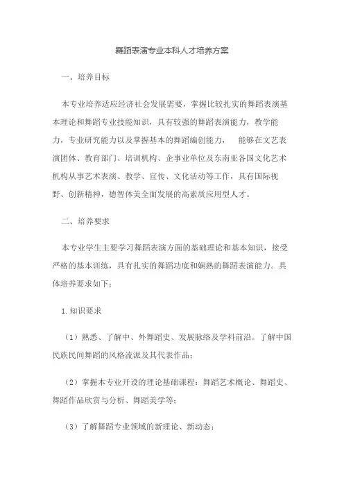 舞蹈表演专业本科人才培养方案