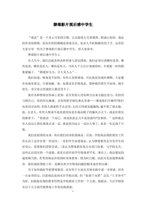 禁毒影片观后感中学生