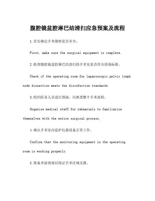 腹腔镜盆腔淋巴结清扫应急预案及流程