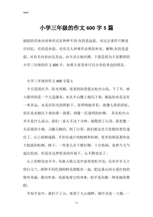 小学三年级的作文600字5篇