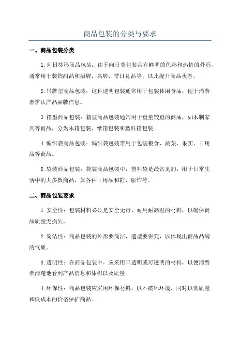 商品包装的分类与要求