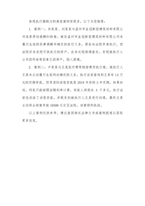 体现执行强制力的典型案例