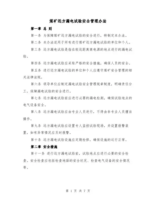 煤矿远方漏电试验安全管理办法（三篇）