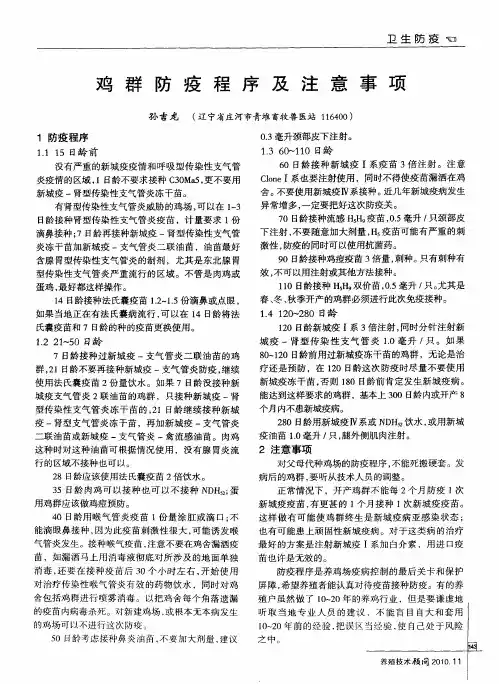 鸡群防疫程序及注意事项