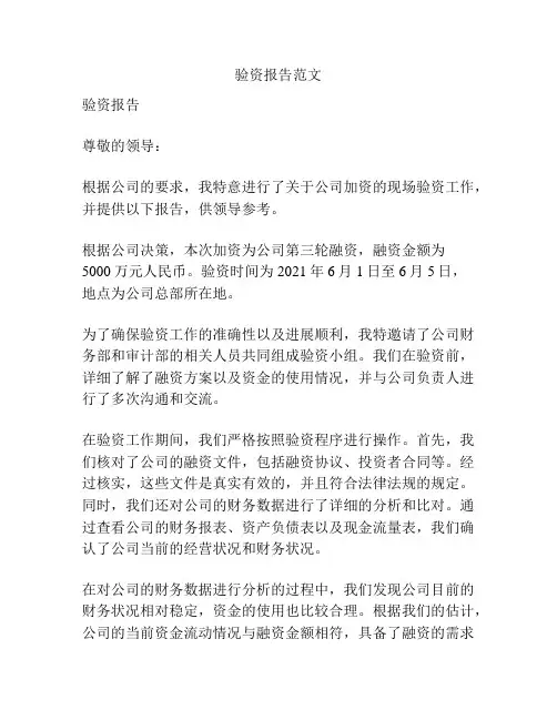 验资报告范文