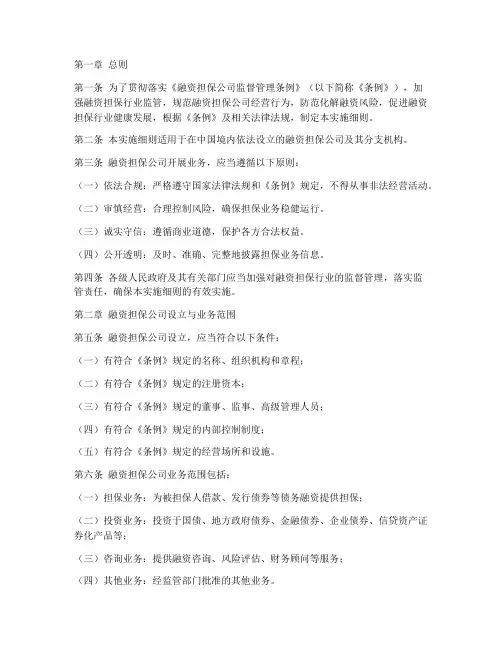 融资担保管理条例实施细则