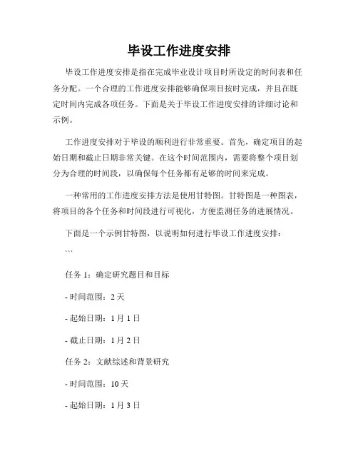 毕设工作进度安排