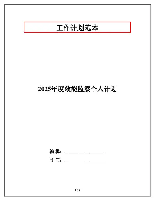 2025年度效能监察个人计划
