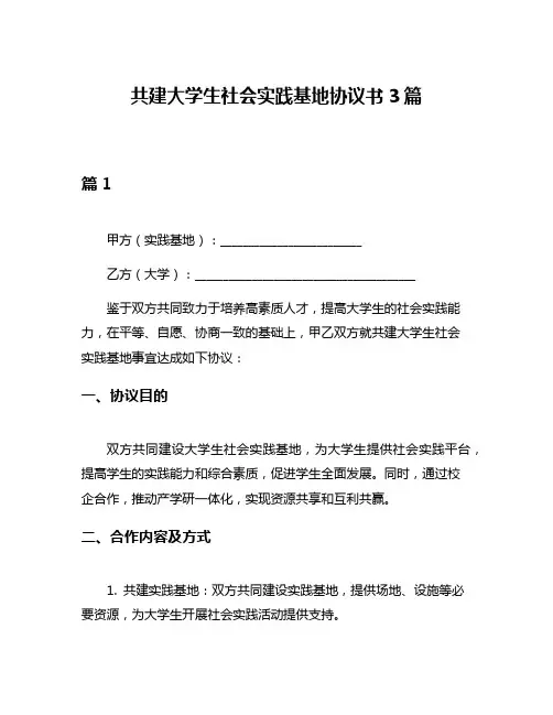 共建大学生社会实践基地协议书3篇