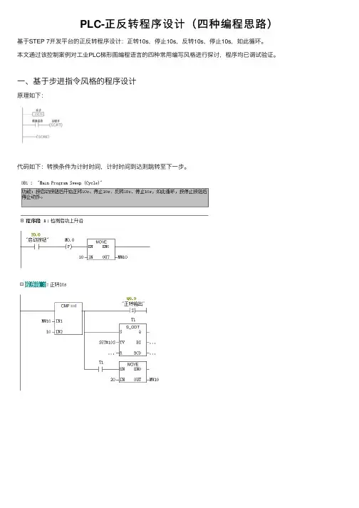 PLC-正反转程序设计（四种编程思路）
