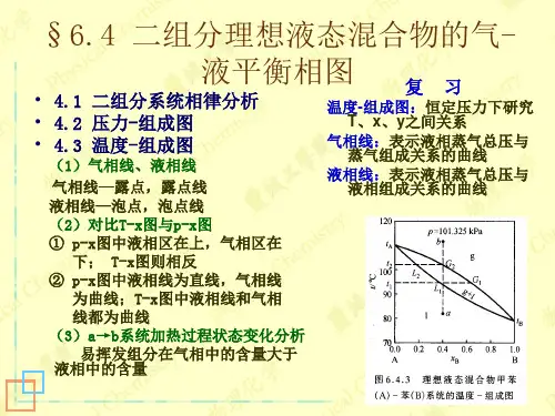 二组分理想液态混合物的气-液平衡相图.