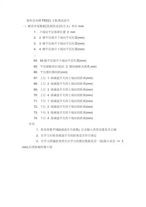 新时达F5021电梯主板调试技巧(1)