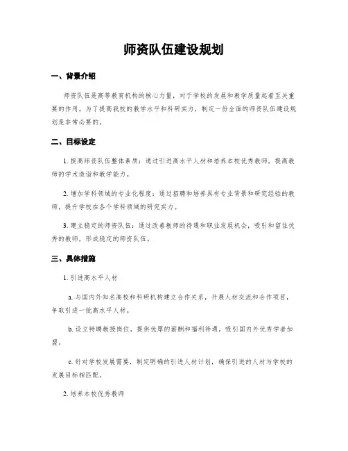师资队伍建设规划