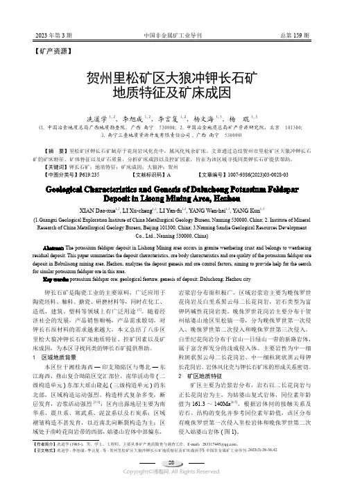 贺州里松矿区大狼冲钾长石矿地质特征及矿床成因