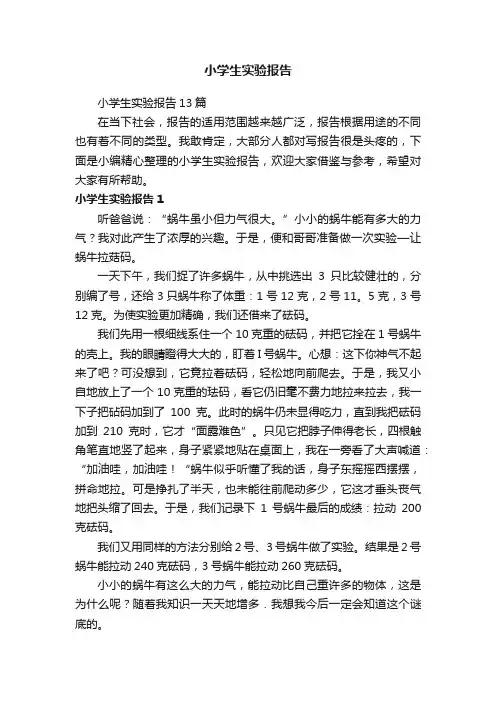 小学生实验报告13篇