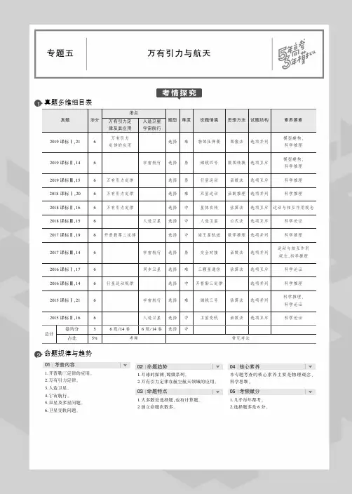 2020版《5年高考3年模拟》大一轮复习物理专题五 万有引力与航天