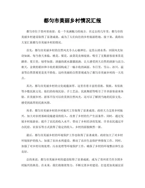 都匀市美丽乡村情况汇报