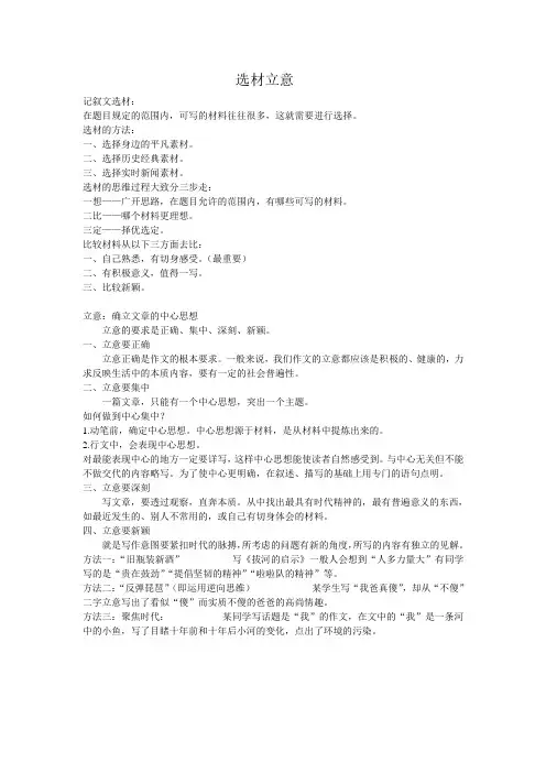 选材立意