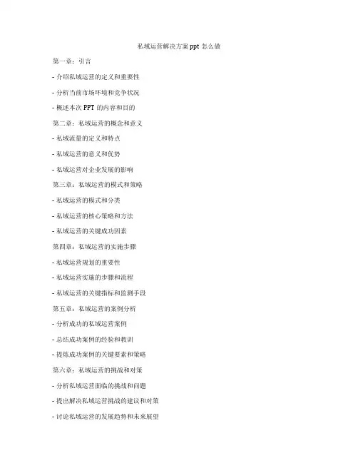 私域运营解决方案 ppt怎么做
