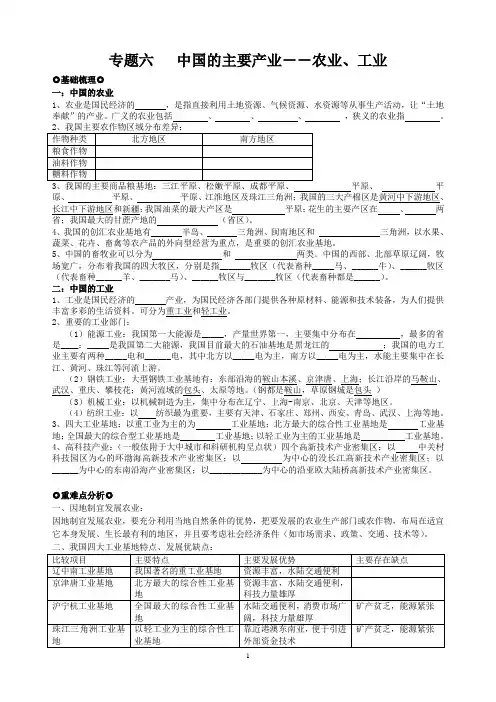 专题六    中国的主要产业-农业、工业