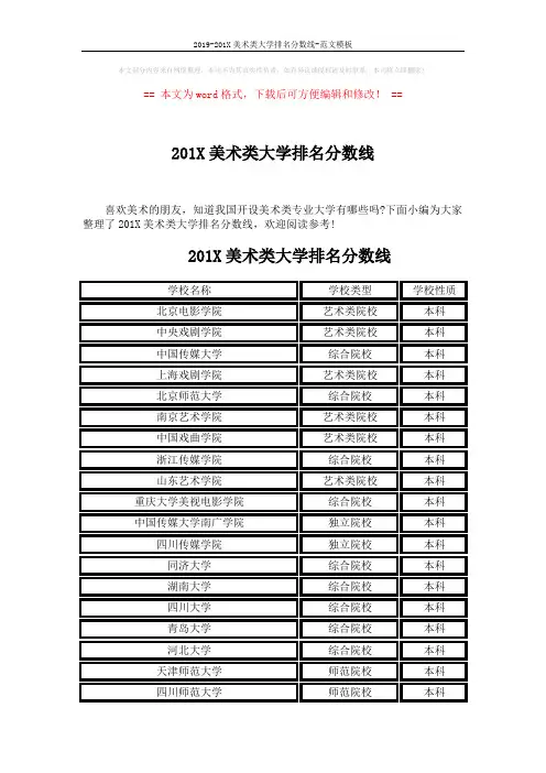 2019-201X美术类大学排名分数线-范文模板 (13页)