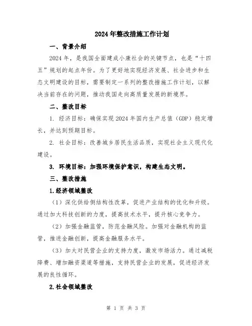 2024年整改措施工作计划