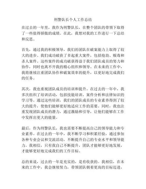 刑警队长个人工作总结