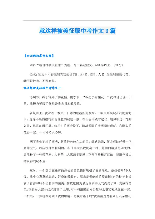 就这样被美征服中考作文3篇