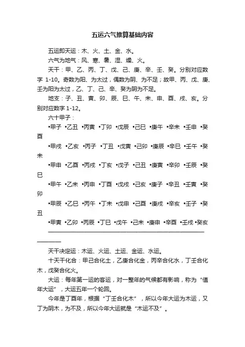 五运六气推算基础内容