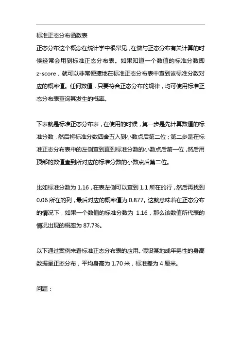 标准正态分布函数表