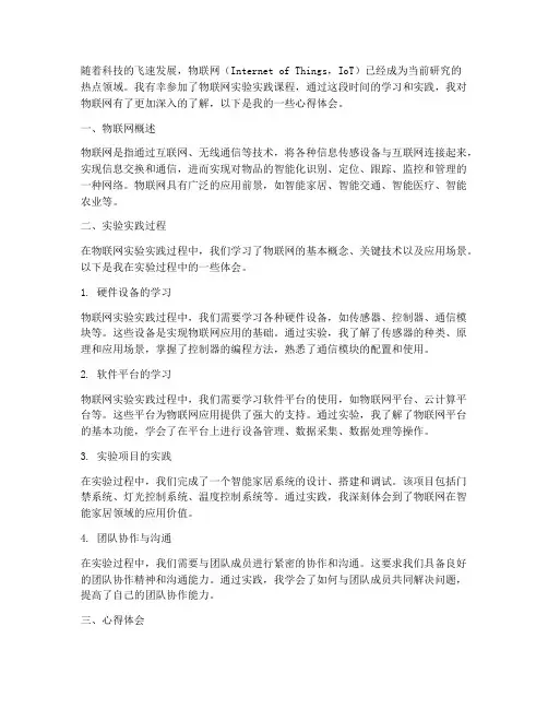 物联网实验实践心得体会