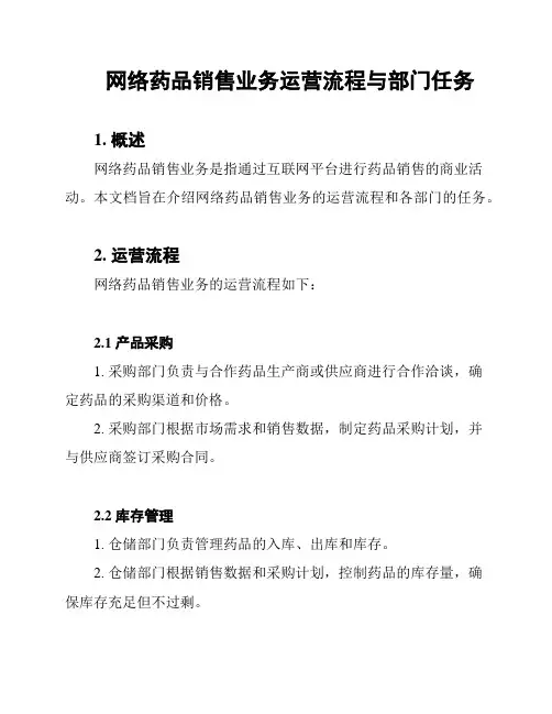 网络药品销售业务运营流程与部门任务